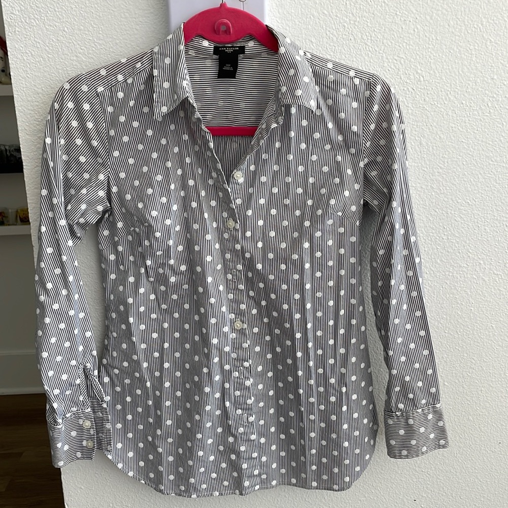 Ann Taylor Polka Dot Button Up Shirt